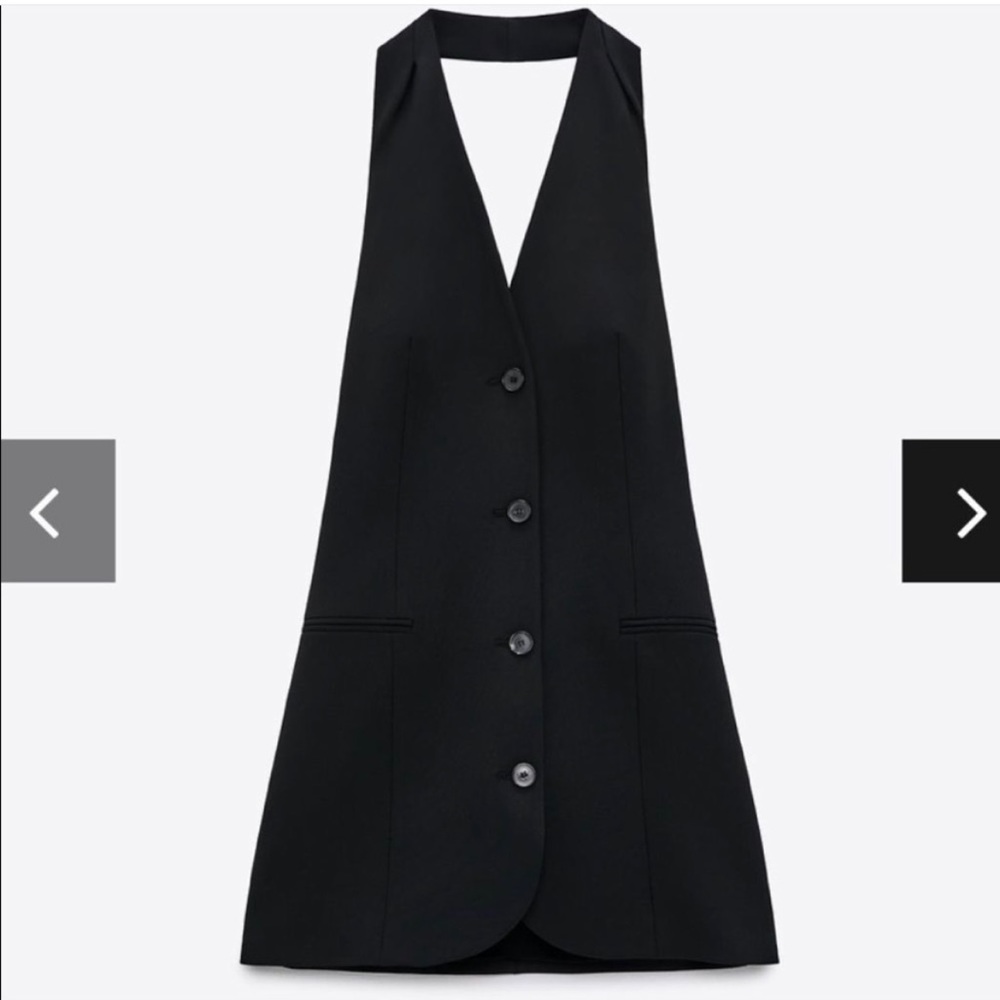 Zara Black Halter Neck Tuxedo Dress